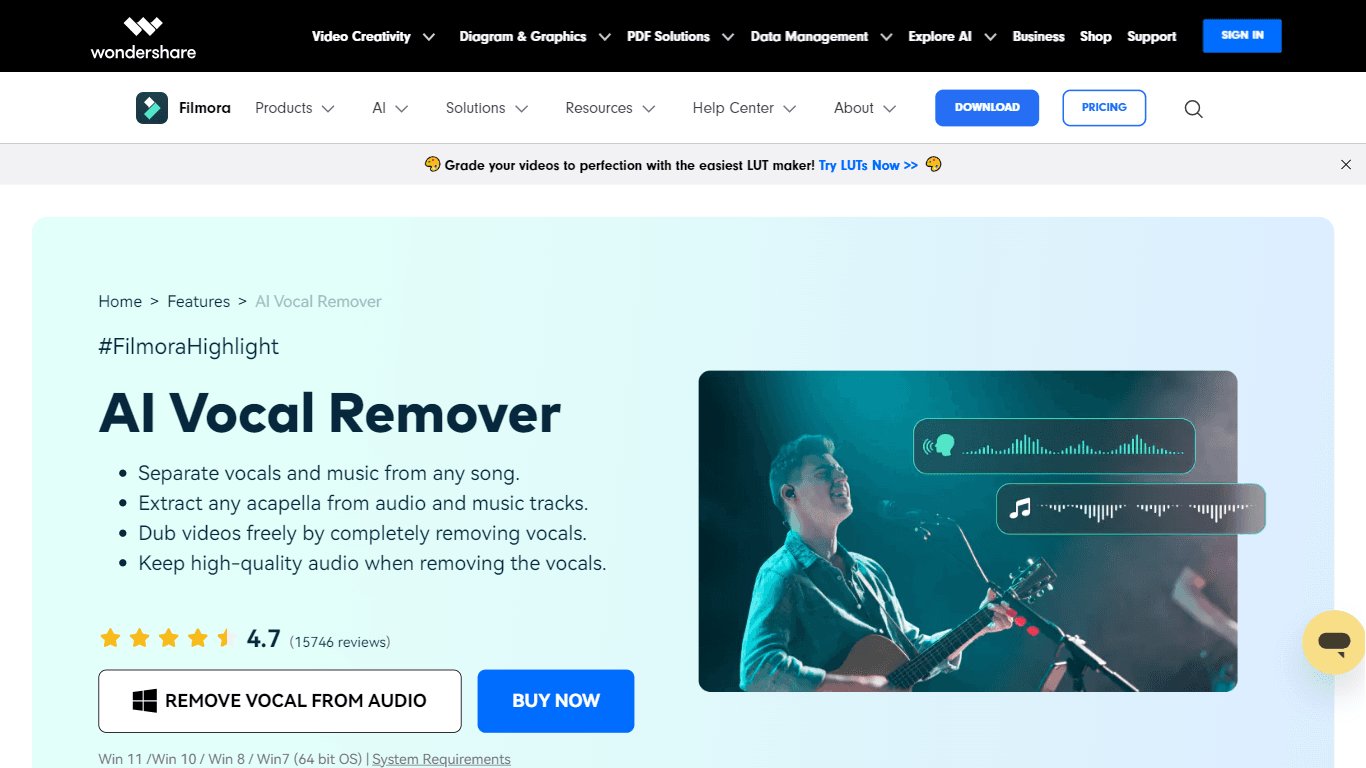 AI Vocal Remover - Filmora